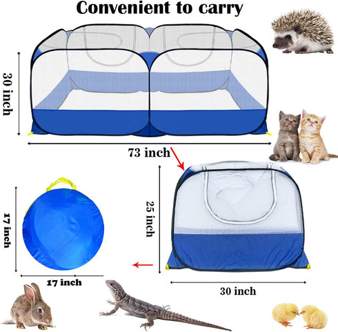 GABraden Small Animals Playpen,Reptiles Cage,Chicken Run Coop Chicken Playpen Breathable Transparent Pet Playpen Pop