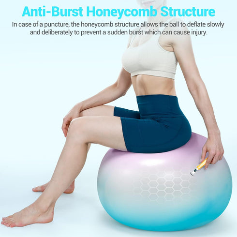 Sportneer Extra Thick Exercise Ball, 25.6'' Yoga Ball with Quick Pump, Anti-Burst Fitness Ball Chair