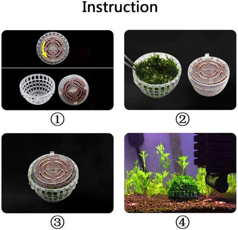 Yohii Dahszhi 2Pcs Plastic Aquarium Shrimp Fish Tank Moss Ball Holder Plant Shaping Filter (G6.71)