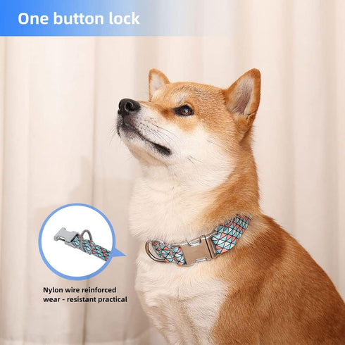 Adjustable Pet Collar with Metal Buckle, Cute Colors for Small Medium Large Dogs, Breathable Soft (Medium, Red Blue)
