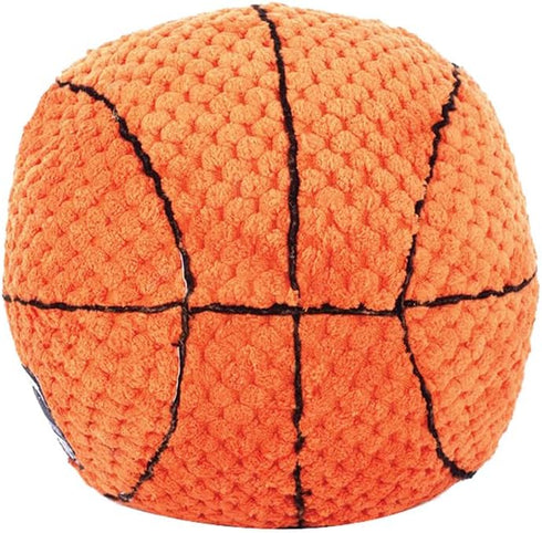 ZippyPaws SportsBallz Plush Basketball Dog Toy, Soft Squeaky Balls for Indoor & Outdoor Fetch
