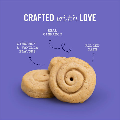 Three Dog Bakery CinnaMutt Roll Crunch Dog Treat, Crunchy Cinnamon Roll Flavored Cookie