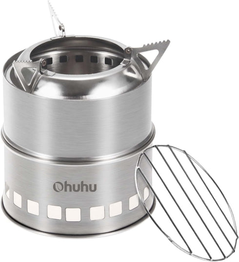 Ohuhu Camping Stove, Mini Portable Wood Burning Stove, Stainless Steel for Picnic BBQ Camping Hiking Cooking