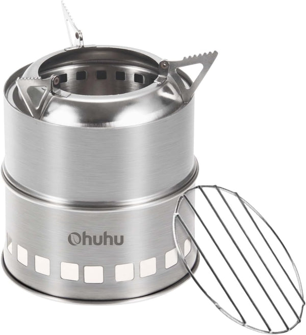 Ohuhu Camping Stove, Mini Portable Wood Burning Stove, Stainless Steel for Picnic BBQ Camping Hiking Cooking
