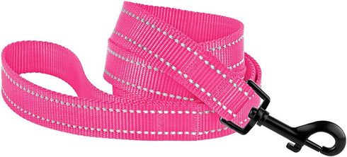CollarDirect Nylon Dog Leash 5ft for Daily Outdoor Walking Running Training Heavy Duty Reflective Pet Leashes for Large, Medium & Small Dogs (L, Pink)