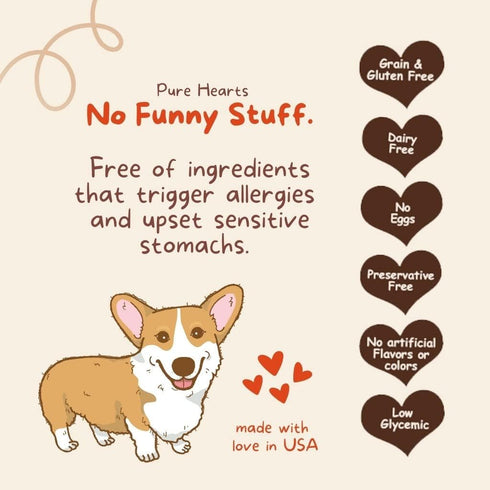 CocoTherapy 3 Pack of Banana Brulee Pure Hearts Coconut Cookies, 5 Ounces Each, Organic Dog Treats Made in USA