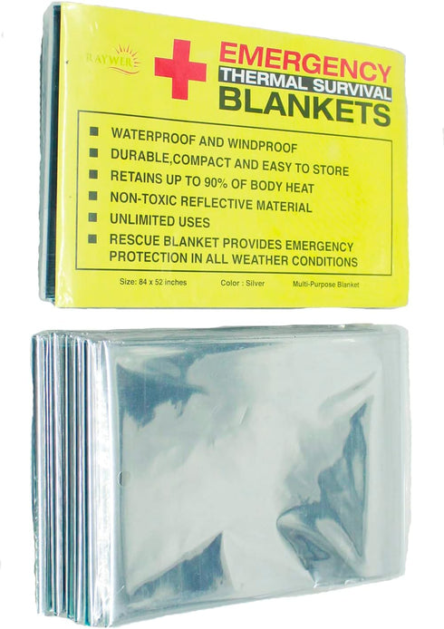 Rawyer Emergency Thermal Survival Blankets - Mylar Blankets for Outdoor, Camping, Hiking, Heavy Duty Survival Gear (10