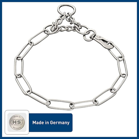 Herm Sprenger Stainless Steel Long Link Dog Collar with Snap Hook for Professional Training (21in, 54cm)