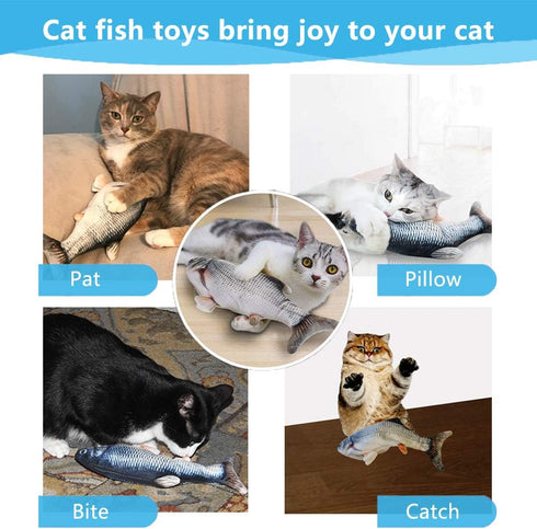 Tocirelo Flopping Fish Cat Toy with Catnip, 11" Electric Plush Wiggle Fish for Indoor Cats, Kicker Dog Toy