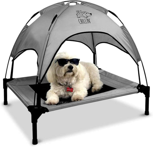 Floppy Dawg Just Chillin' Elevated Dog Bed, Cool Cot with Removable Canopy Shade, Indoor/Outdoor Use, Lightweight
