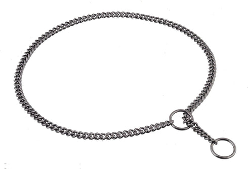 Alvalley Metal Chain Dog Show Collar - Adjustable Pet Slip Collar for Shows, Black, 16in Long, 1.6mm Thick