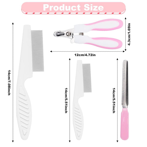 HAEZU Trimmer, Guinea Pig Brush Kit Hamster Cleaning Grooming Comb with Nail Clipper Nail Files - Professional Small