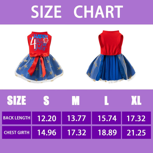 4th of July Dog Dress for Small Dogs, Patriotic Pet Cat Apparel (Medium)
