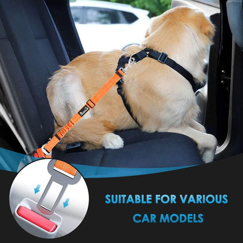 2 Pack 2 1 SlowTon Dog Seat Belt for Car, Dog Car Harness Seatbelt Adjustable with Elastic Bungee Buffer, in Pet Car