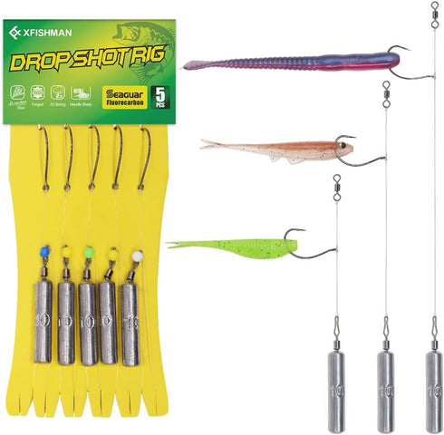 Ready Rig Drop Shot Rigs for Bass Fishing with Hooks and Sinker Weights