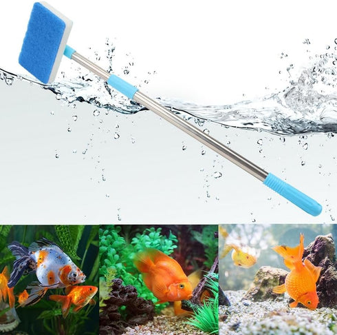 Set 1 Yamibobo Long Handle Fish Tank Sponge Brush Extendable Aquarium Fish Tank Cleaning for Glass, Fish Tank Sponge