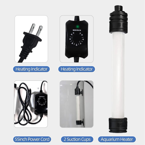 50W Aquarium Heater by boxtech, Submersible Fish Tank Thermostat Proof Explosion and Auto Digital Control,
