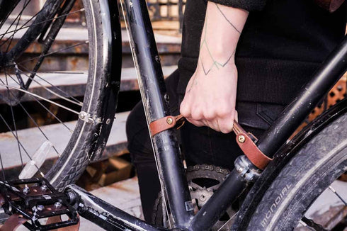 oopsmark Leather Bicycle Handle and Lifter for Bike Frame