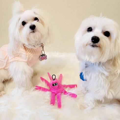Snuggle Puppy Tender-Tuffs Small Dog Toy, Pink Plush Octopus for Small Breeds with Squeaker