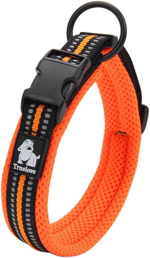 Creation Core Reflective Mesh Padded Dog Collar, Adjustable Nylon, Orange M
