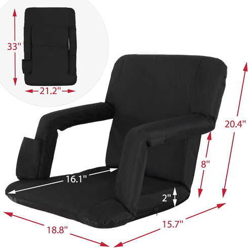 20.5"/ 25" LEMY Wide Adjustable Stadium Seat for Bleachers Portable Water Resistant Stadium Chair