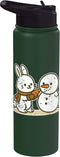 bunny snowman carrot winter cute wintertime Bunny Building Snowman With Carrot Stainless Steel Insulated Water Bottle