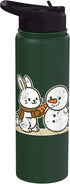 bunny snowman carrot winter cute wintertime Bunny Building Snowman With Carrot Stainless Steel Insulated Water Bottle