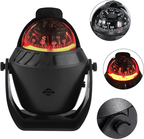 Vehicle Dashboard Compass LED Light Auto Dash Mount Navigation Automobile Direction Indicator