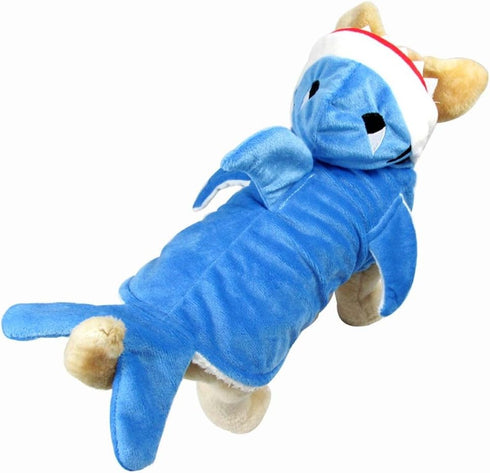 Mogoko Funny Dog Cat Shark Costumes, Adorable Blue Shark Pet Costume, Fleece Hoodie Warm Outfits (M Size)
