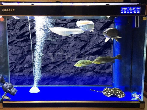 VIP. LINE 3D Effect Black Stone Texture Aquarium Background Poster, Fish Tank Backdrop Decorations, PVC Background
