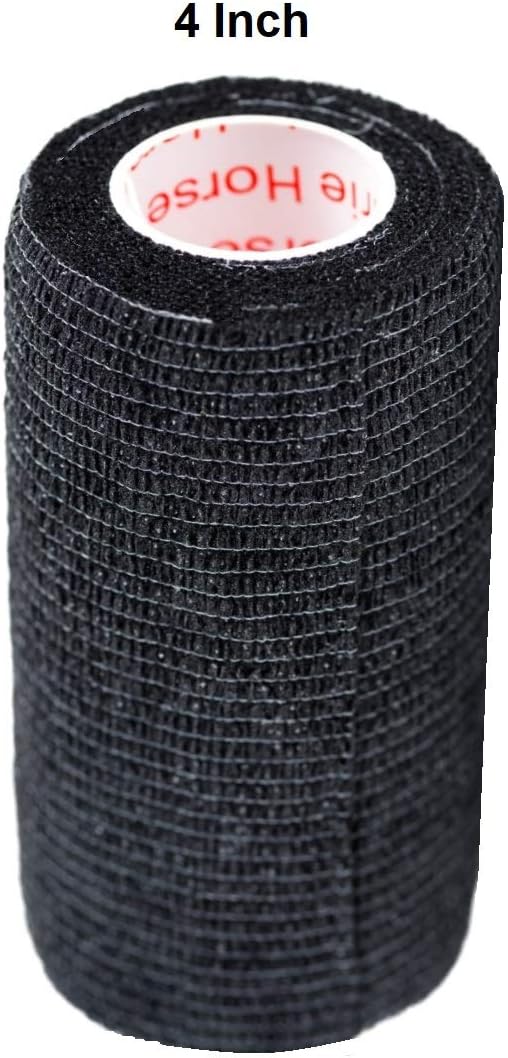 Vet Wrap Tape (Black) (2 Pack) (4 Inch x 15 feet) Self Adhesive Cohesive Flex Self Stick Bandage Roll