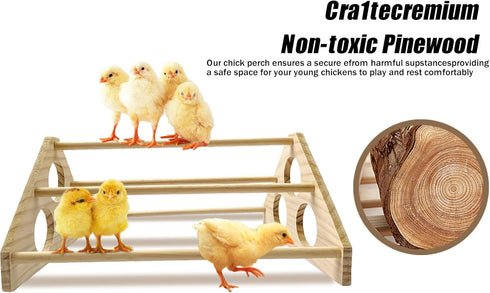 gpgcgsgp Large Wooden Pine Chick Perch Roosting Bar for Baby Chicks Brooder Coop, Chicken Training Toy Stand