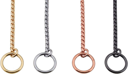 Alvalley Metal Chain Dog Show Collar, Adjustable Brass Snake Chain for Toy to Extra Large Dogs (Gold, 26", 3.8mm Thick)