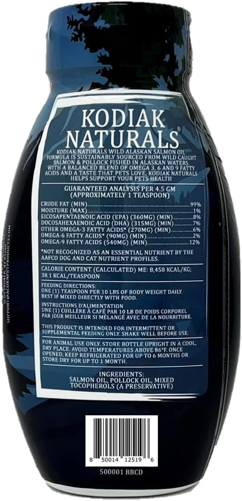 8oz Wild Alaskan Salmon Oil Formula for Dogs & Cats, a Balanced Blend of Pure Fish Oils with EPA and DHA from Wild-Caught Fish. Support for Skin & Coat, Joints, and Immune Health