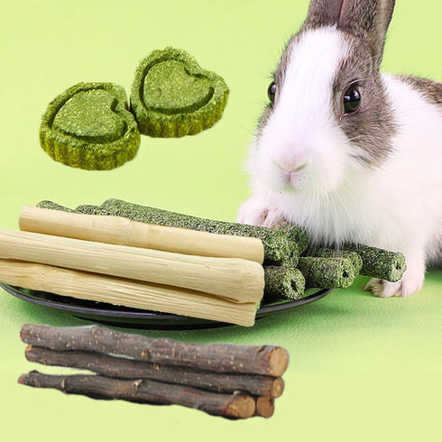 Chinchilla Rabbit Chew Toys Cleans The Mouth, Guinea Pig Chew Toy Protect Teeth, Apple Sticks Timothy Grass Sticks
