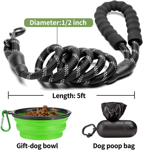 COOYOO 2 Pack Dog Leash, 2/5/6 FT Heavy Duty, Comfortable Padded Handle, Reflective for Medium Large Dogs with