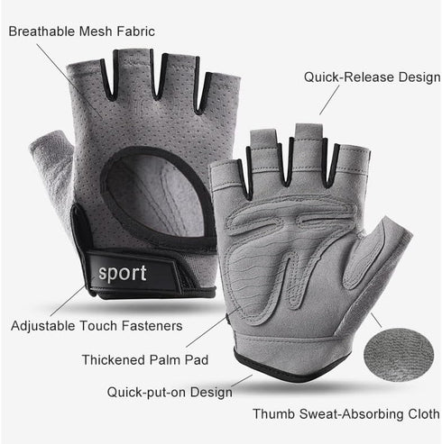 OVOY Fingerless Training Gloves - Non-Slip with Palm Padding for Weight Lifting, Cycling, Gym & Fitness | for Men