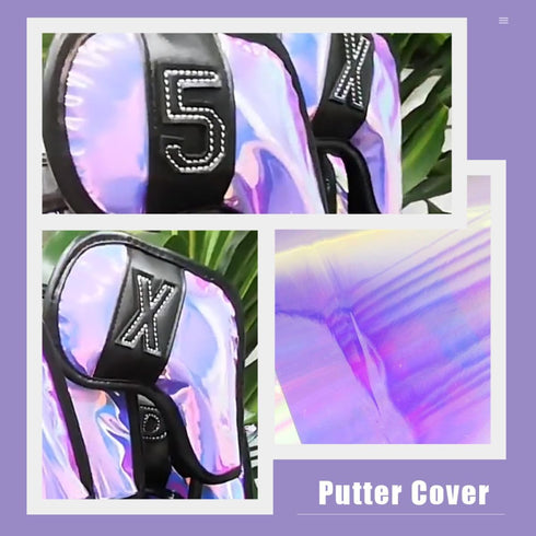 10pcs OSALADI Golf Club Covers Putter and Iron Covers TPU Shell with Iridescent Mirror Finish Black Trim Golf Driver