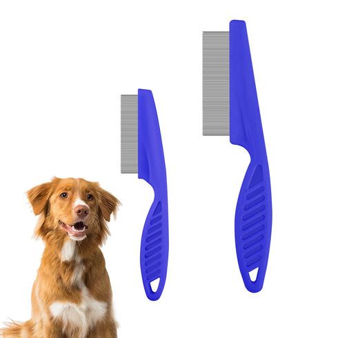2 Packs Pet Hair Comb, 2 in 1 Multifunctional Pet Hair Comb for Grooming and Dehairing Face and Paws (Blue)
