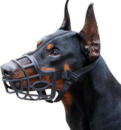 Dog Muzzle - Breathable Basket Muzzles for Small to X-Large Dogs, Stop Biting, Barking, Chewing (L - Black)