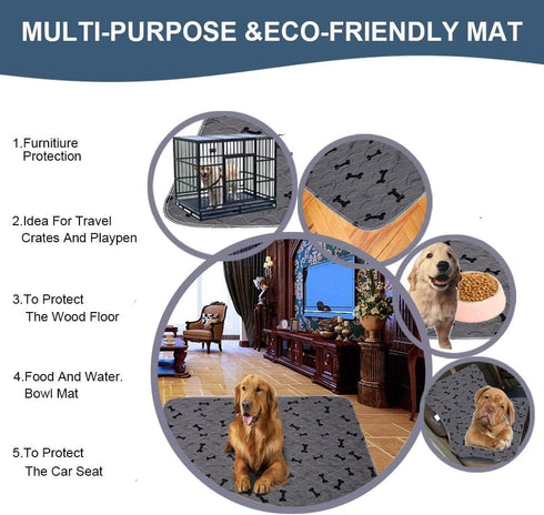 Washable Dog Pee Pads with Free Grooming Gloves, Non Slip Mats for Potty Training, Reusable Puppy Pads