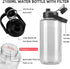 Half Gallon/64oz Water Bottle With Handle, Leak Proof with Removable Strainer, BPA Free Fitness 2L Sports Jug (Grey)