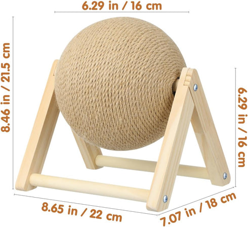 STOBOK Cat Scratcher with Wood Scratching Ball - Cats and Kittens Indoor Toy for Claw Care and Exercise - Round