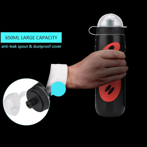 VGEBY1 Sports Water Bottle, 650ml Portable Water Bottle with Bicycle Holder for Cycling, Mountaineering, Hiking