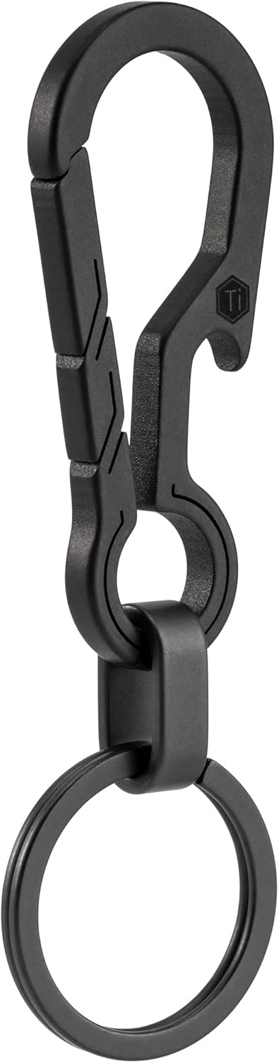 KeyUnity KM01 Titanium EDC Keychain Clip - Quick Release Carabiner Key Ring Holder for Men