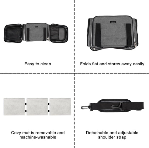 BAGLHER Cat Carrier Bag - Airline Approved Soft Side Pet Travel Carrier with 5 Open Doors, 3 Expandable Sides, Fleece