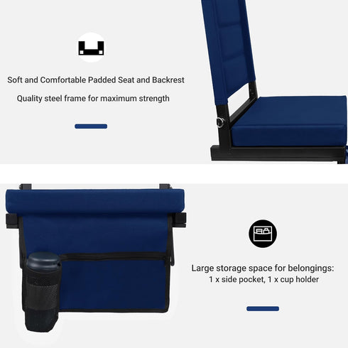 Maeytau Stadium Seats for Bleachers with Back Support, Portable Bleacher Seats with Thick Padded Cushion and Shoulder