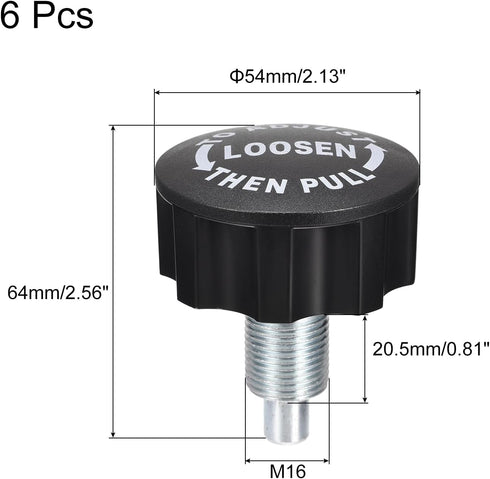 uxcell Pull Pin Spring Knob Replacement Parts, M16 Adjustment Fitness Pull Pin Knob for Home Fitness Exercise Bike, Black 6Pcs by uxcell