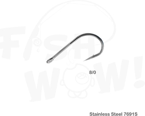 10pcs 7691S 8/0 Fish WOW! Big Game Southern Tuna Stainless Steel Hook Size