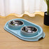 Double Dog Cat Food Bowls - Stainless Steel Pet Bowls with Non-Skid PP Station, No-Spill Feeder